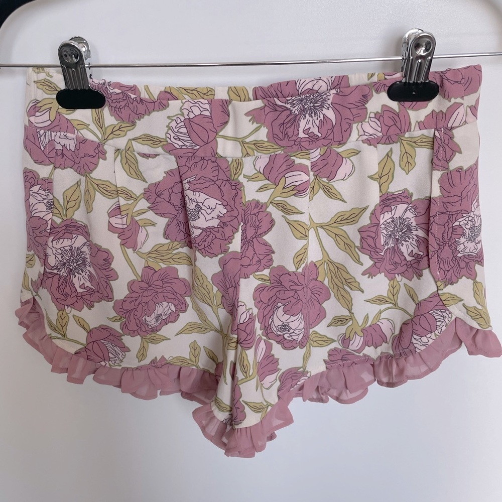 Leith Floral Shorts with Ruffles
